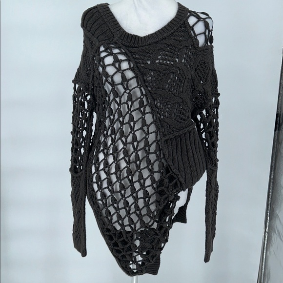 ALLSAINTS Hand Crochet Open-Knit Sweater Dress UK 12 US 8 Linen Cotton Boho - Picture 4 of 12